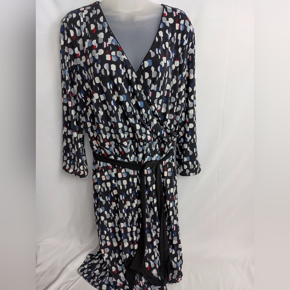 WHITE HOUSE BLACK MARKET Colorful XL Office‎ Artsy Holiday Party Wrap Dress